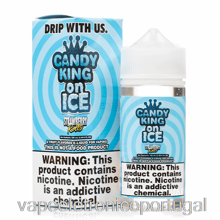 Vape Eletronico Ice Morango Rolls - Candy King On Ice - 100ml 0mg